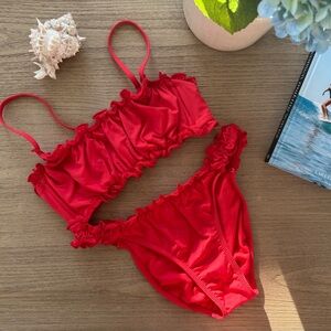 Wild Fable Red Ruffle Bikini Set - Women Swim